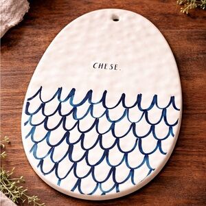 Rae Dunn Indigo‎ Wave Pattern Ceramic Cheese Charcuterie Platter Board